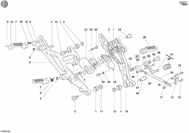 Toutes les pièces pour le Repose Pieds du Ducati Monster 400 Dark 2005